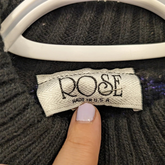 Vintage  Rose Sparkle Black Gold Indigo Purple Snowflake Floral Small - Picture 7 of 10